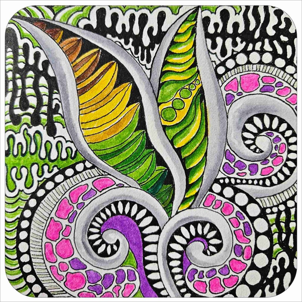 Rysunek doodle z motywem roślinnym